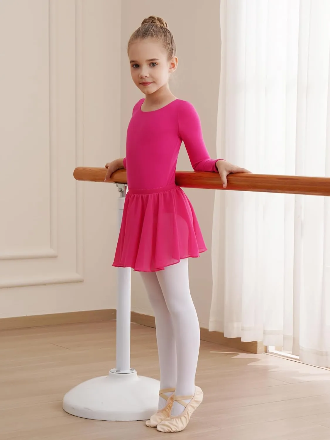 Leotards for Girls Long Sleeve Ballet Dress Toddler Dance Leotard with Skirt Kids Gymnastics Outfits Tutu Dress
