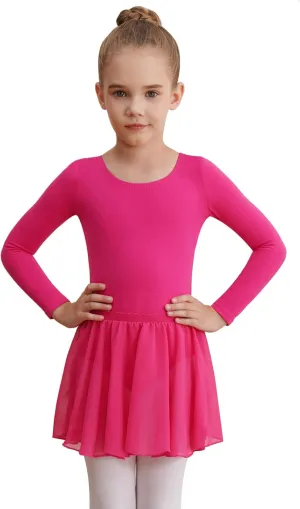 Leotards for Girls Long Sleeve Ballet Dress Toddler Dance Leotard with Skirt Kids Gymnastics Outfits Tutu Dress