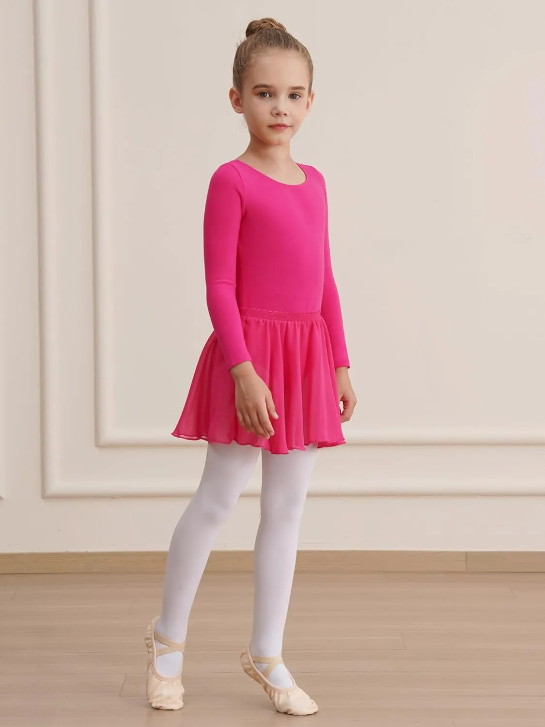 Leotards for Girls Long Sleeve Ballet Dress Toddler Dance Leotard with Skirt Kids Gymnastics Outfits Tutu Dress