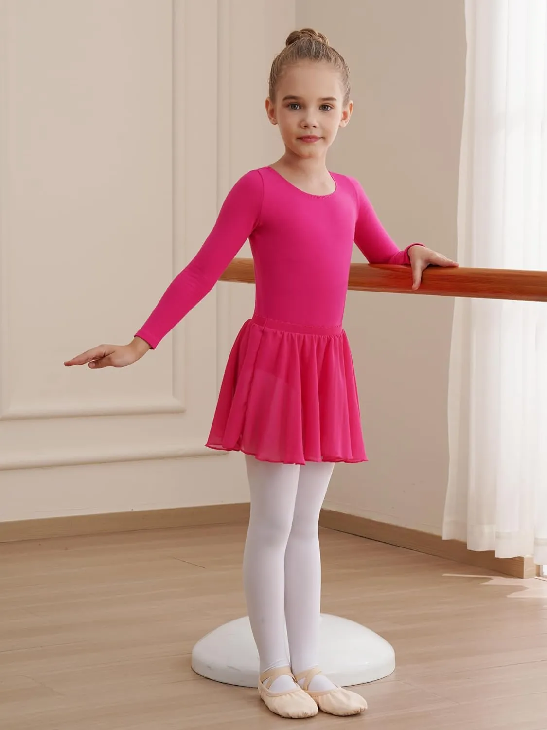 Leotards for Girls Long Sleeve Ballet Dress Toddler Dance Leotard with Skirt Kids Gymnastics Outfits Tutu Dress
