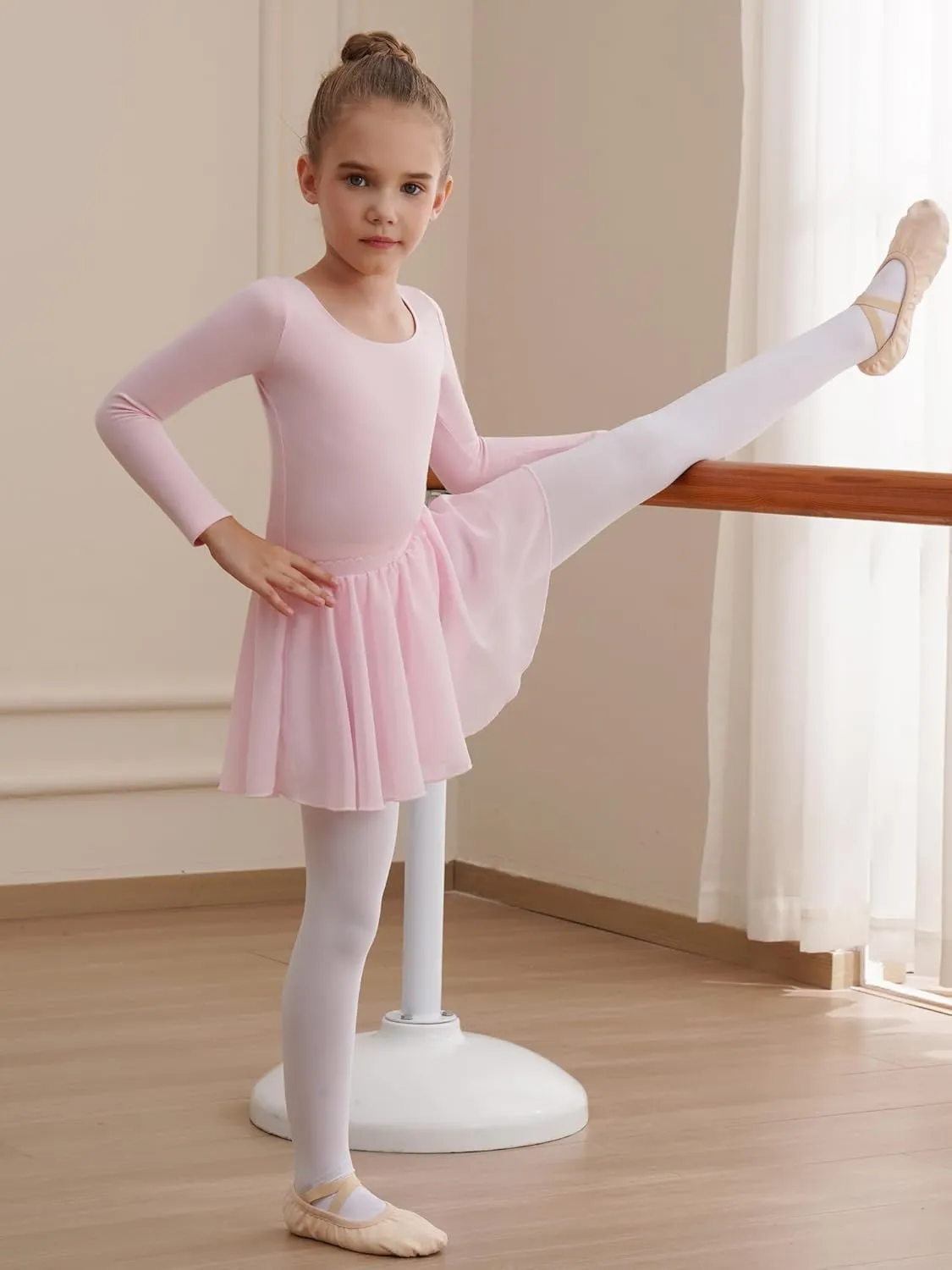 Leotards for Girls Long Sleeve Ballet Dress Toddler Dance Leotard with Skirt Kids Gymnastics Outfits Tutu Dress
