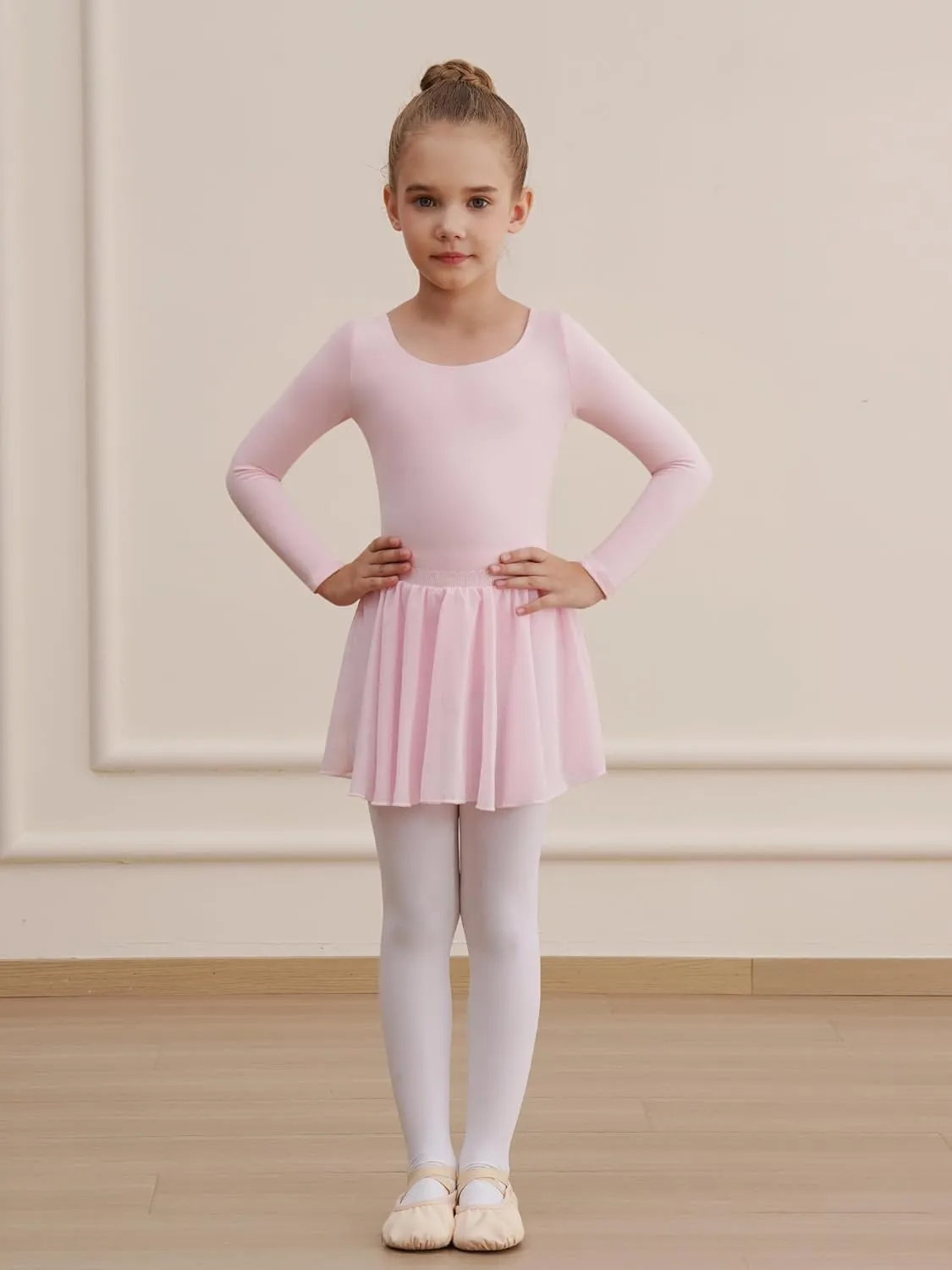 Leotards for Girls Long Sleeve Ballet Dress Toddler Dance Leotard with Skirt Kids Gymnastics Outfits Tutu Dress