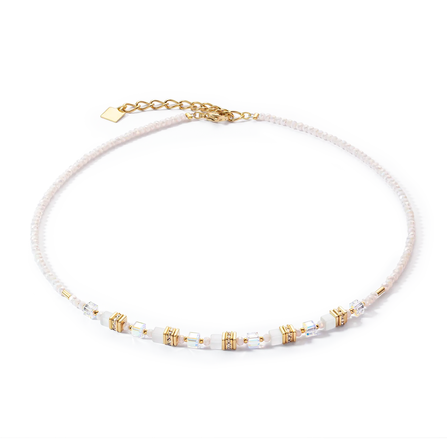 Mini Cubes necklace gold white