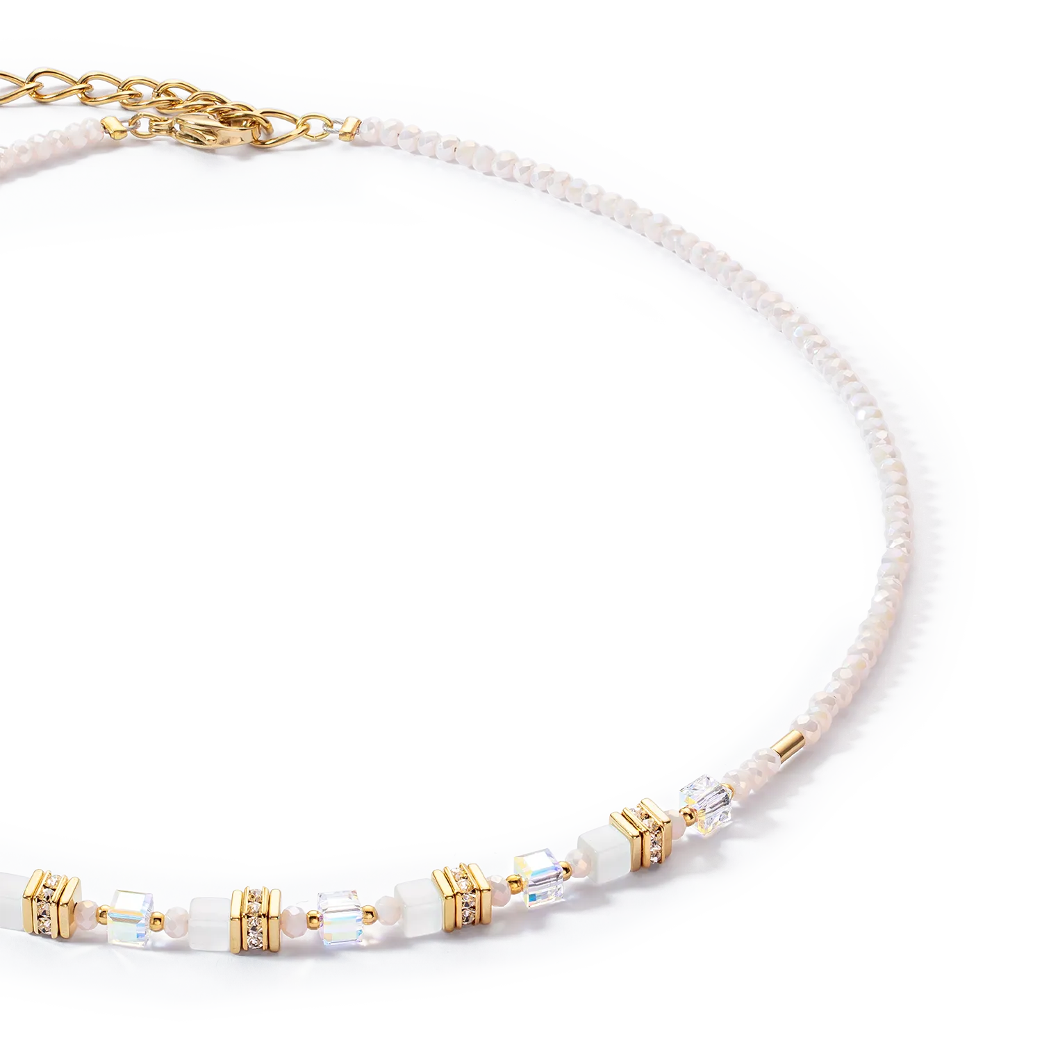 Mini Cubes necklace gold white