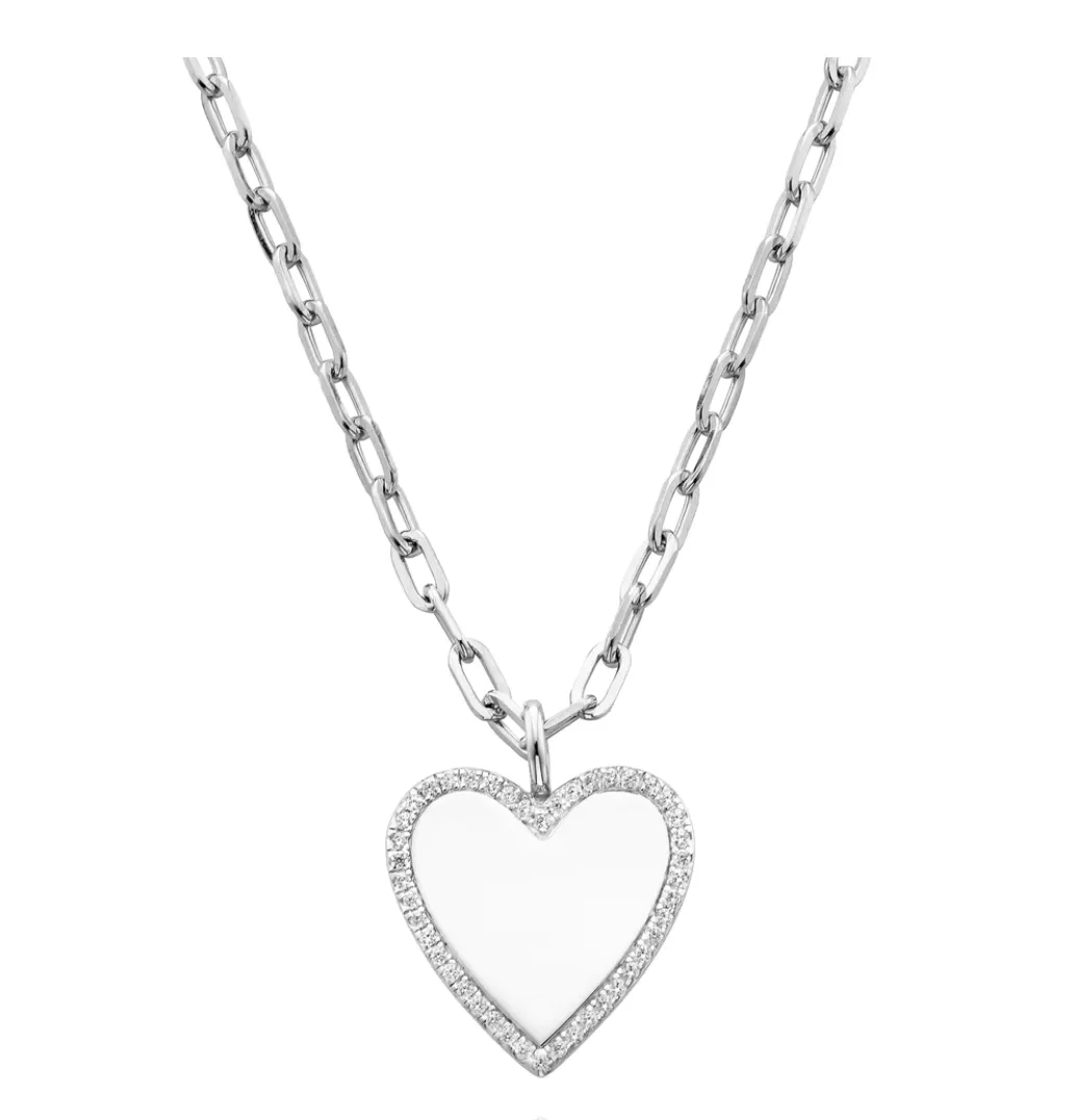 Miss Mimi Large Contour Heart on chain - Gold/Silver