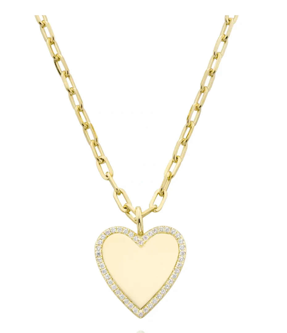 Miss Mimi Large Contour Heart on chain - Gold/Silver