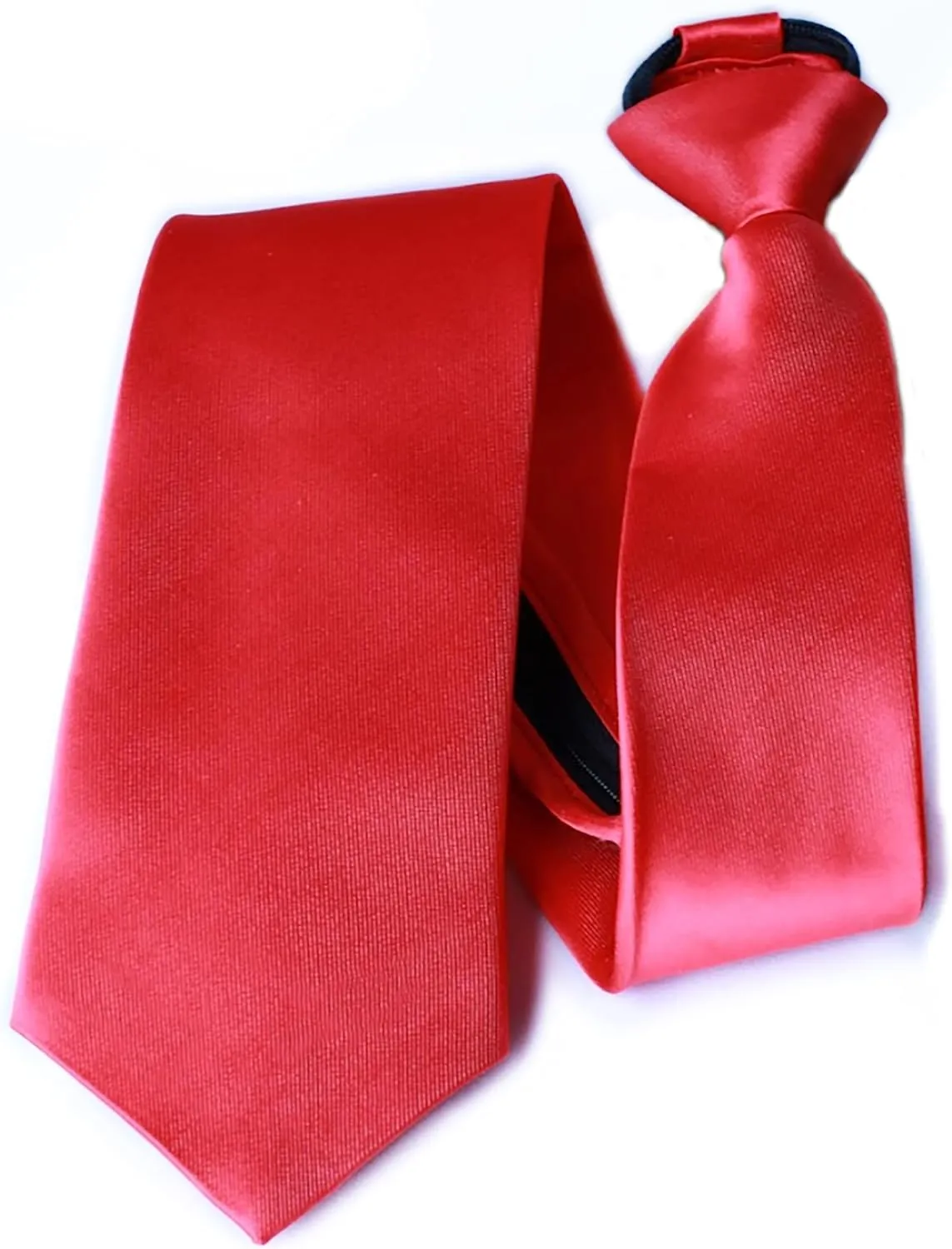 Moda Di Raza Ties For Men, Alternative to Clip On, Woven Microfiber Satin Silk Finish, Zipper Necktie For Adult and Boys