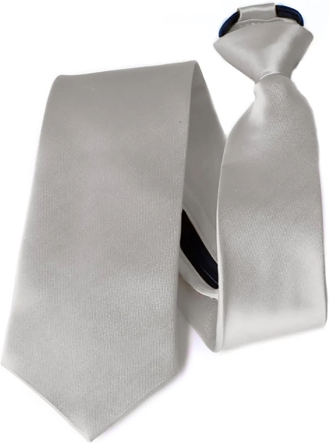 Moda Di Raza Ties For Men, Alternative to Clip On, Woven Microfiber Satin Silk Finish, Zipper Necktie For Adult and Boys
