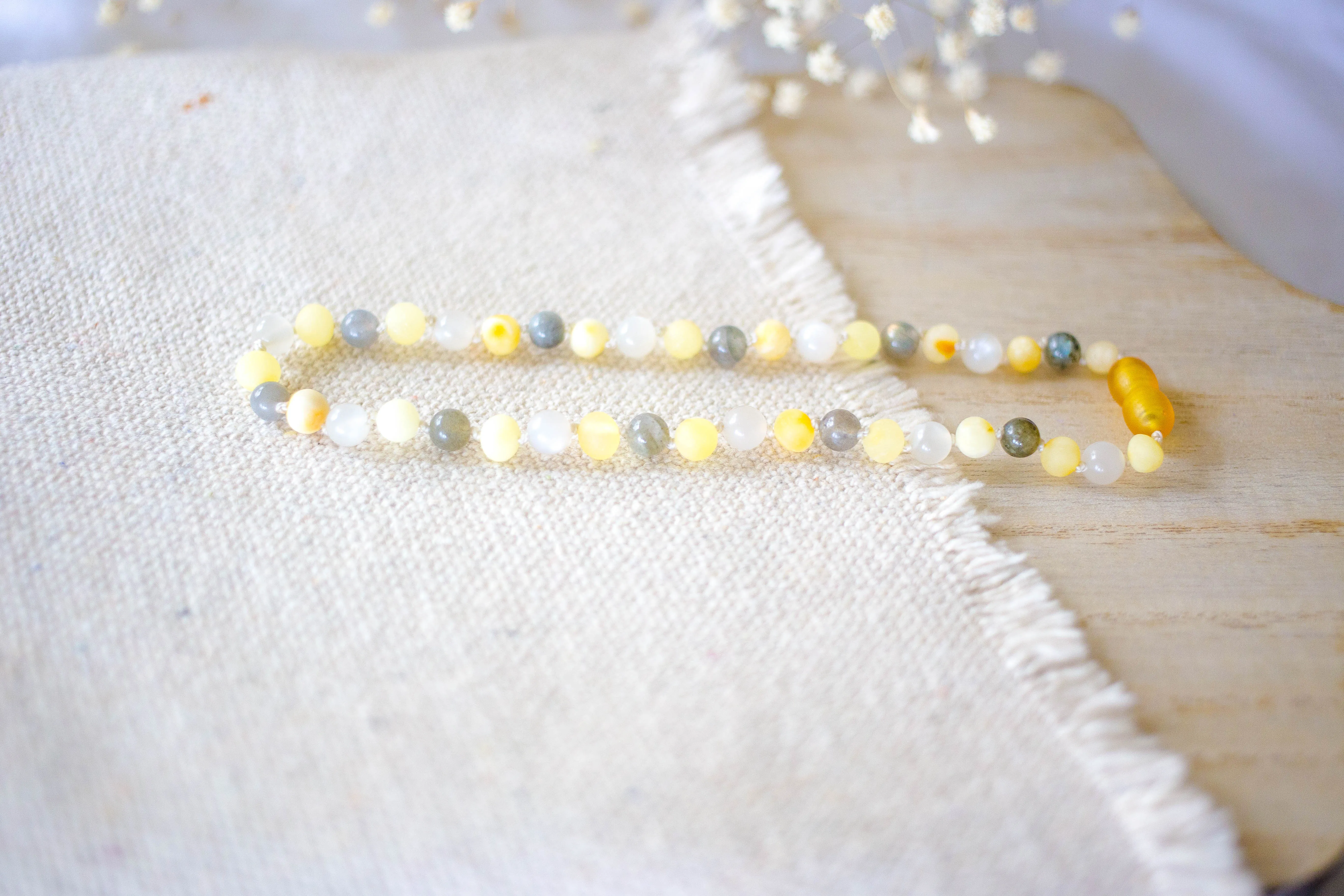 Moonstone, Labradorite   Raw/Polished Buttermilk Baltic Amber Necklace ll POP   Screw Clasps