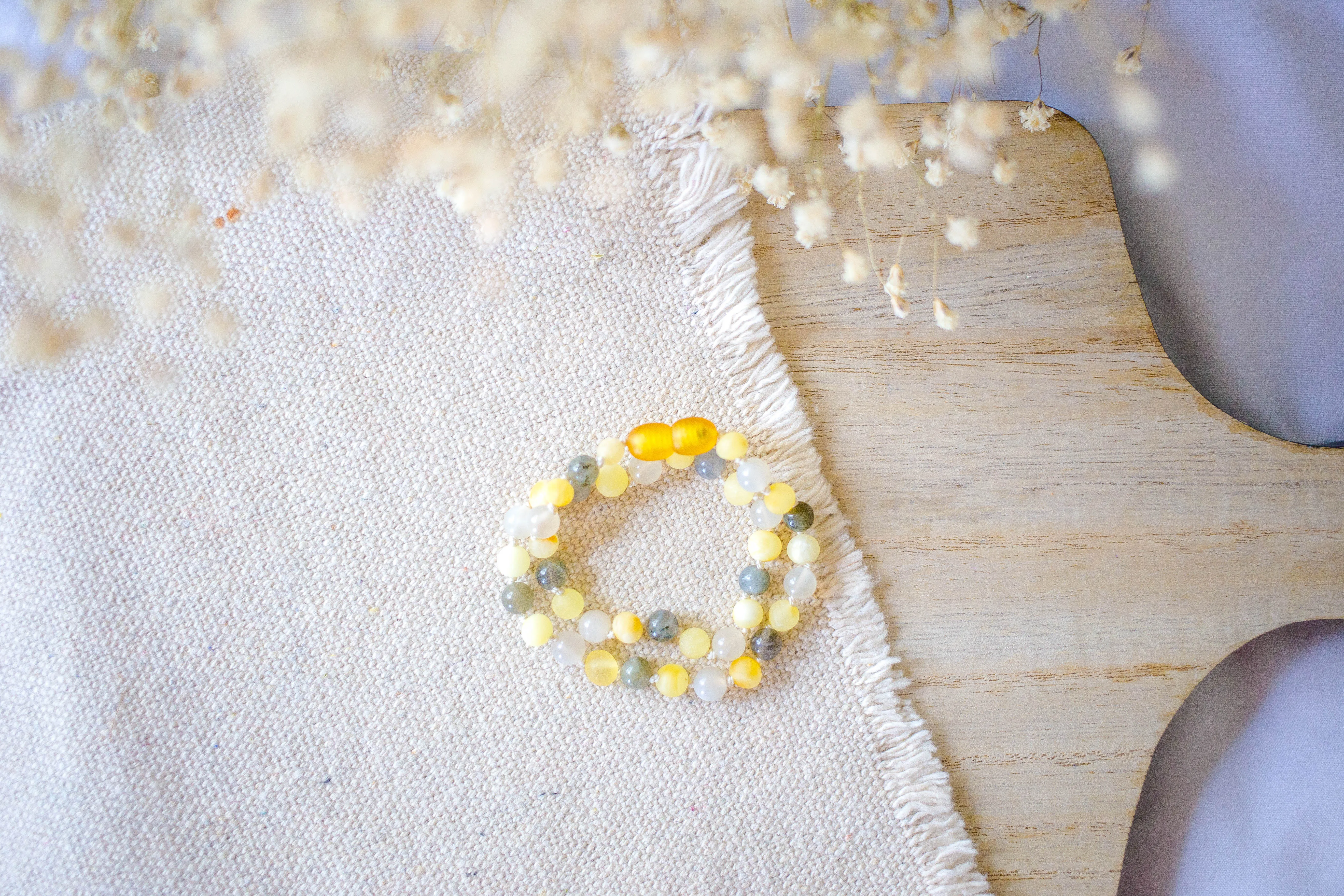 Moonstone, Labradorite   Raw/Polished Buttermilk Baltic Amber Necklace ll POP   Screw Clasps