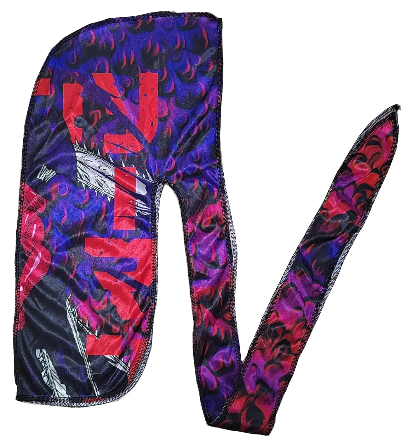 New Premium Silky Durag Design Satin Chainsaw Purple Red Blue
