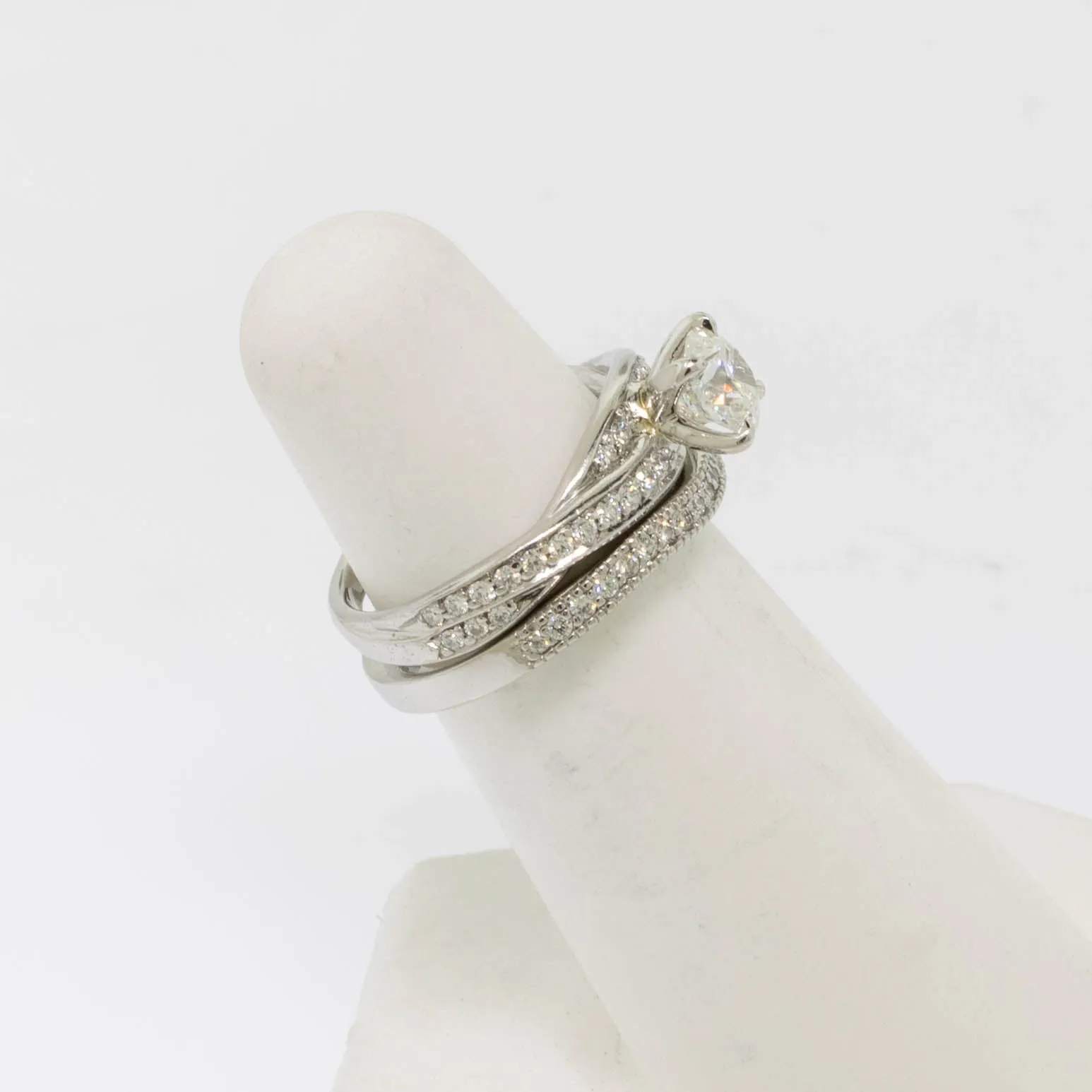 Platinum Diamond Wedding Set (.72CT Center) 1.14cttw Size 5 Preowned Jewelry