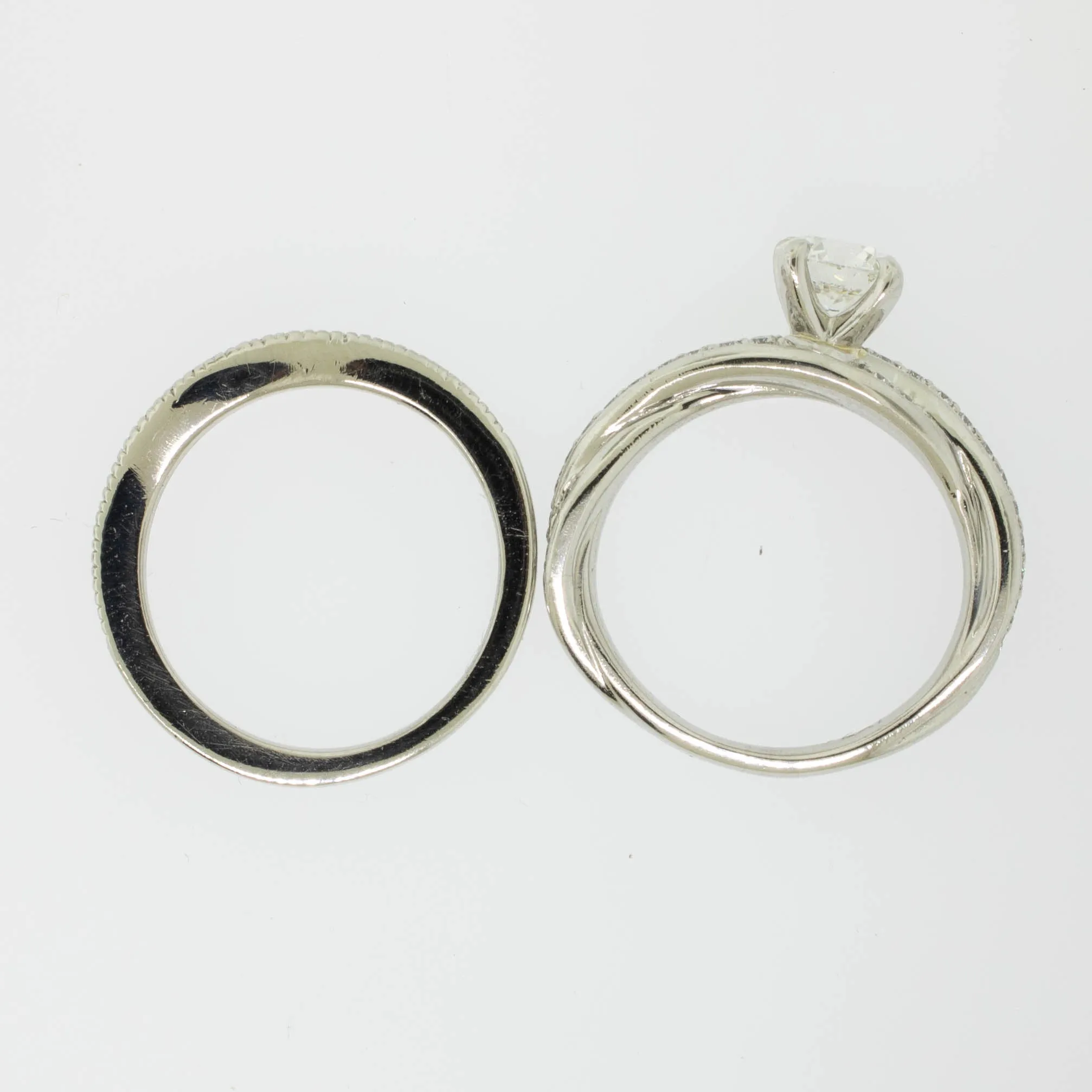 Platinum Diamond Wedding Set (.72CT Center) 1.14cttw Size 5 Preowned Jewelry