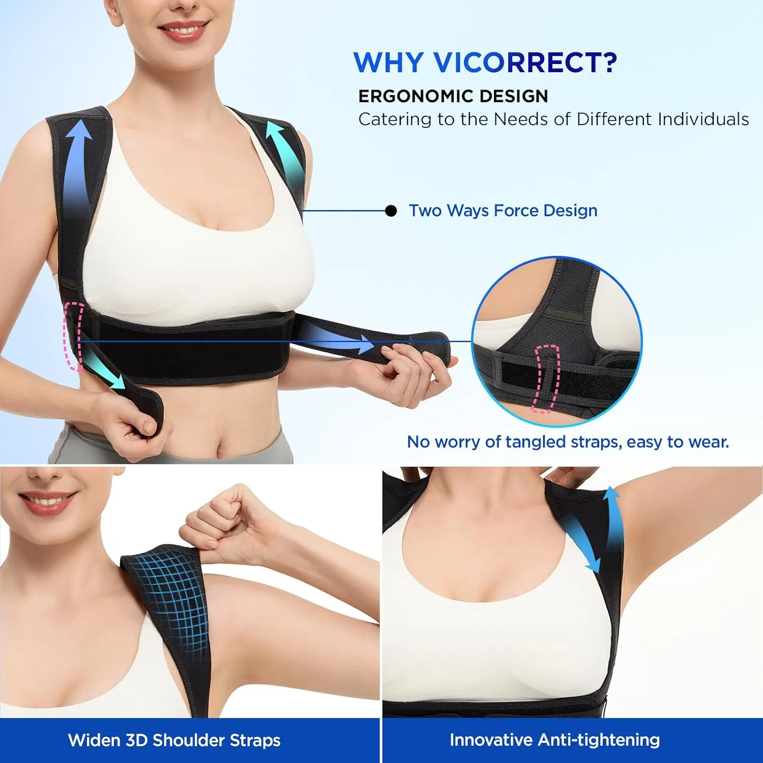 Posture Corrector for Women and Men, Adjustable Upper Back Brace for Clavicle Support and Providing Pain Relief from Neck, Shoulder, and Upper Back (Black, Small/Medium)