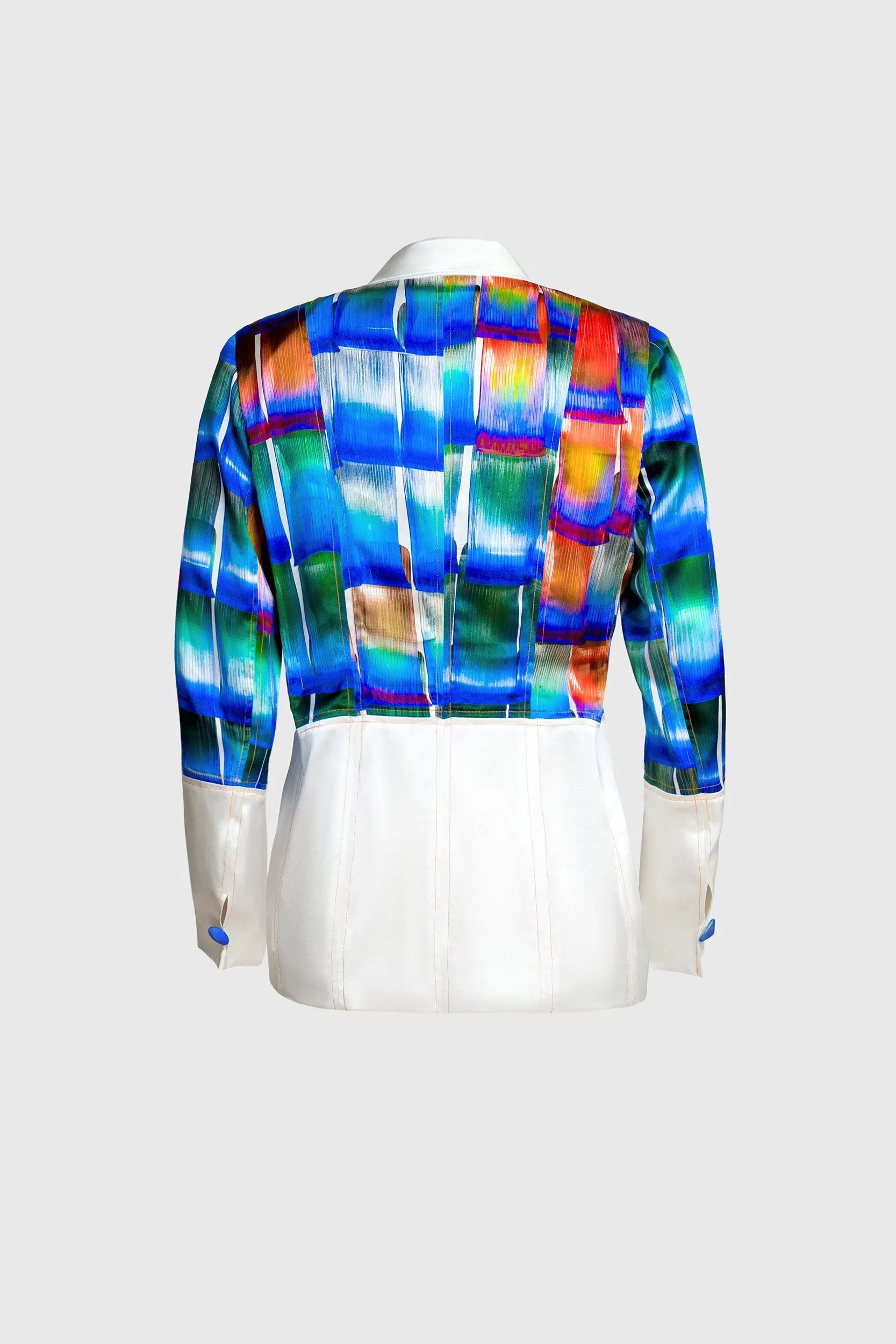 Printed Silk Blazer - Electric Blue