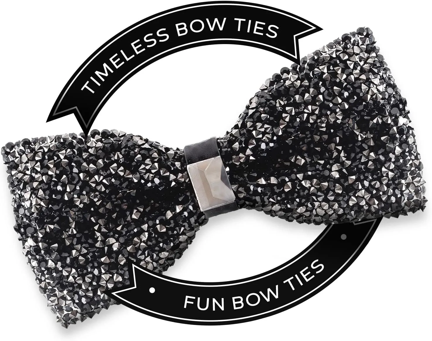 Rhinestone Bow Ties for Men - Pre Tied Sequin Bowties Men with Adjustable Length, Jewel Bow Tie