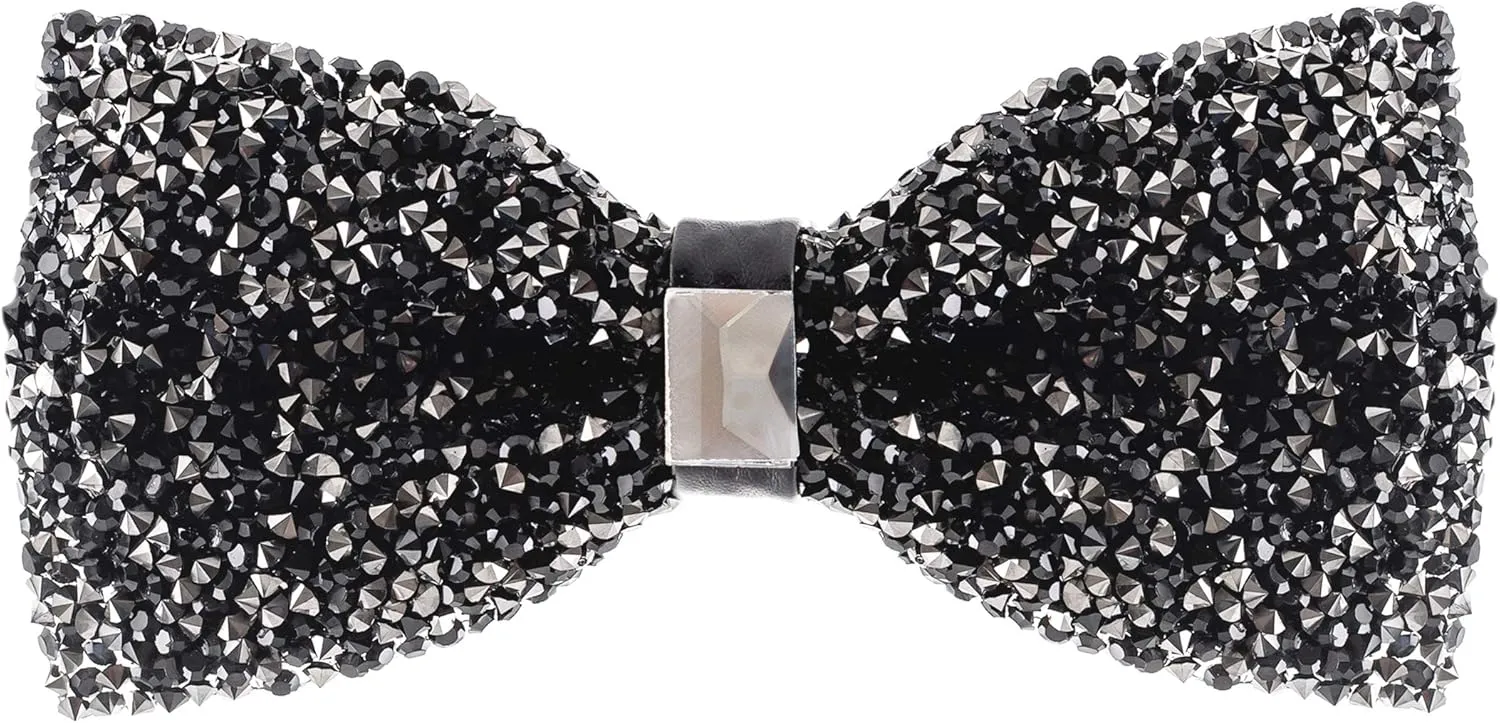 Rhinestone Bow Ties for Men - Pre Tied Sequin Bowties Men with Adjustable Length, Jewel Bow Tie