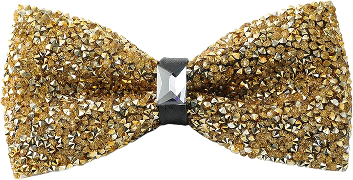 Rhinestone Bow Ties for Men - Pre Tied Sequin Bowties Men with Adjustable Length, Jewel Bow Tie