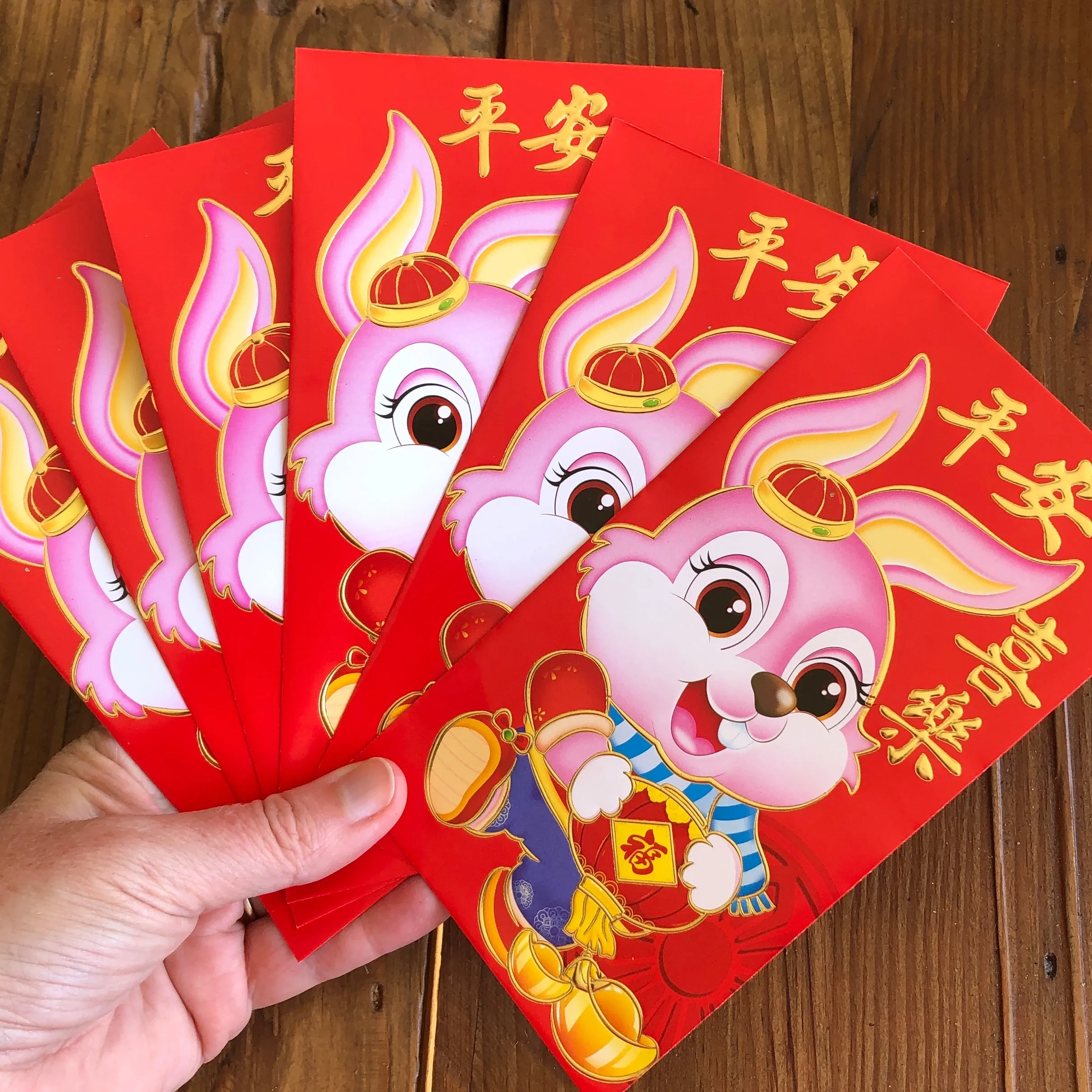 SALE - Pink Rabbit - Red Money Envelopes (6 pack)