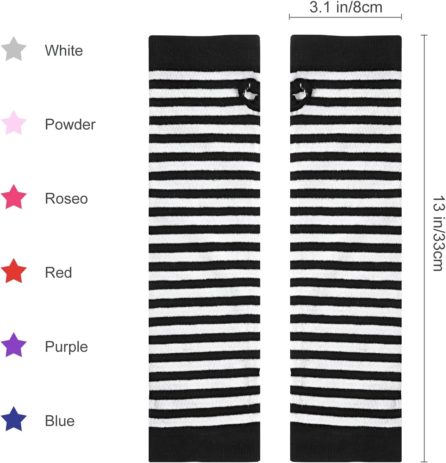 SATINIOR 6 Pairs Long Fingerless Gloves for Women Knit Thigh High Striped Arm Warmer Thumb Hole Stretchy Gloves