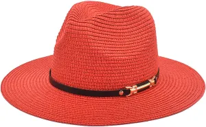 Short Brim Fedora Classic Summer Beac Sun Hat Panama Cap for Men Women Fedora Hats for Women Fashionable