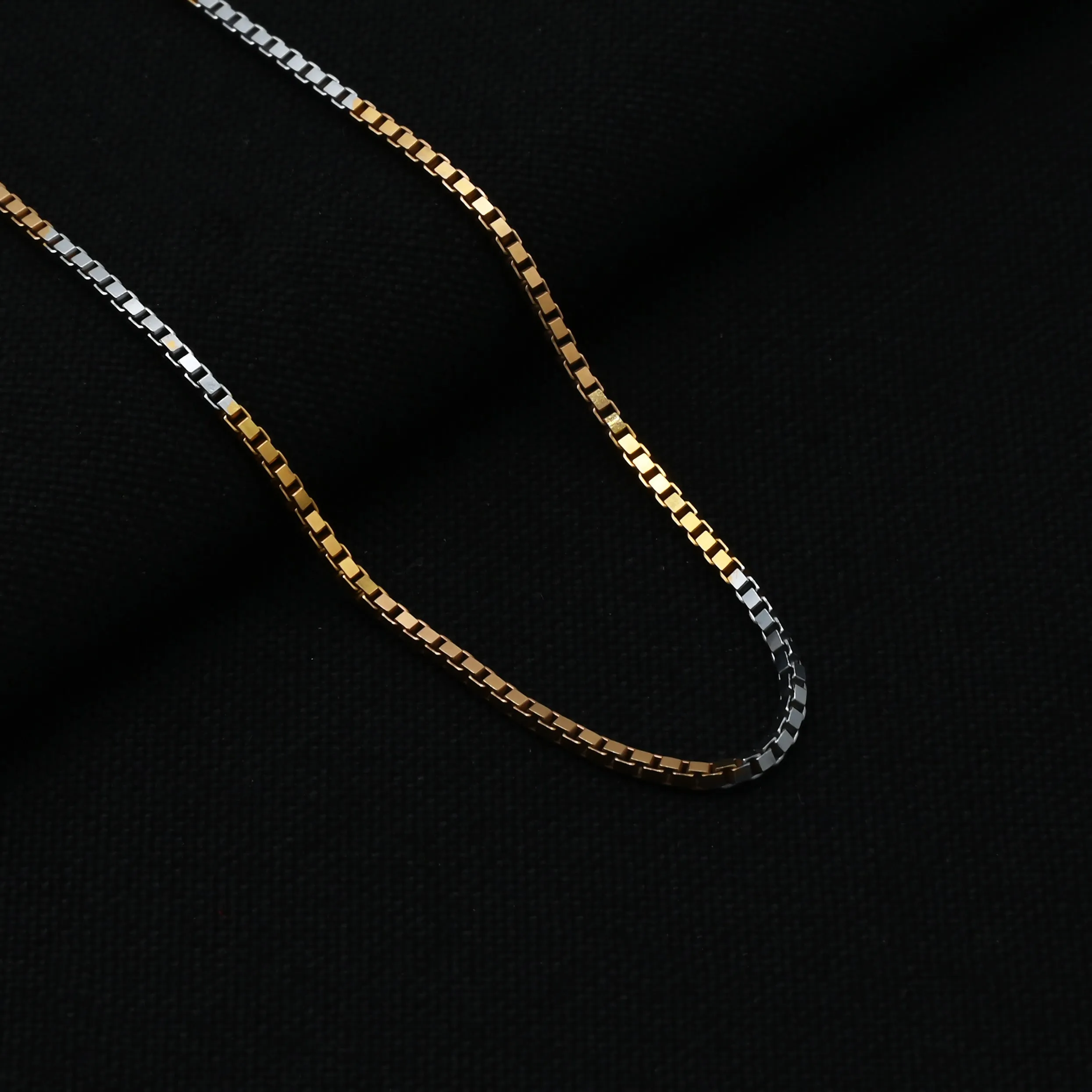Silver  Gold and Bronze Connecting Box Chain for Boys