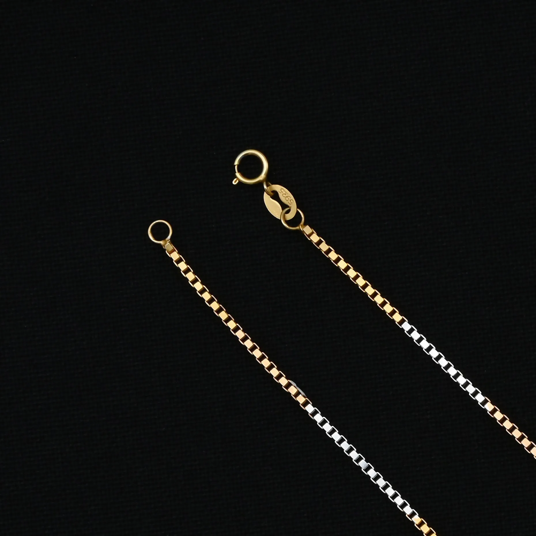Silver  Gold and Bronze Connecting Box Chain for Boys