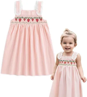 Simplee kids Baby Girl Dress Toddler Casual Dresses Summer Solid Color Floral Girl Clothes