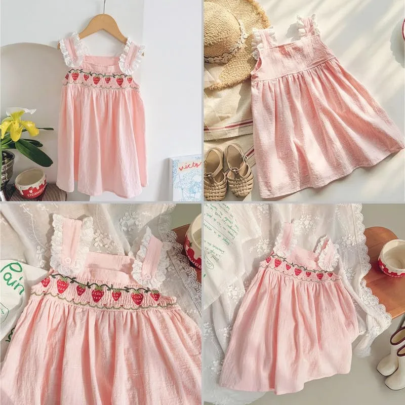 Simplee kids Baby Girl Dress Toddler Casual Dresses Summer Solid Color Floral Girl Clothes