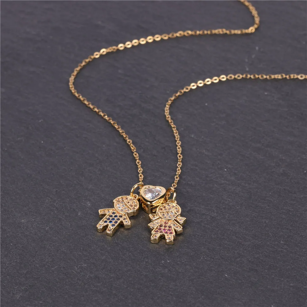 SISSLIA New Design Girls Kids Charm Party Christmas Jewelry Girl Boy Pendant Love Heart Necklace For Women