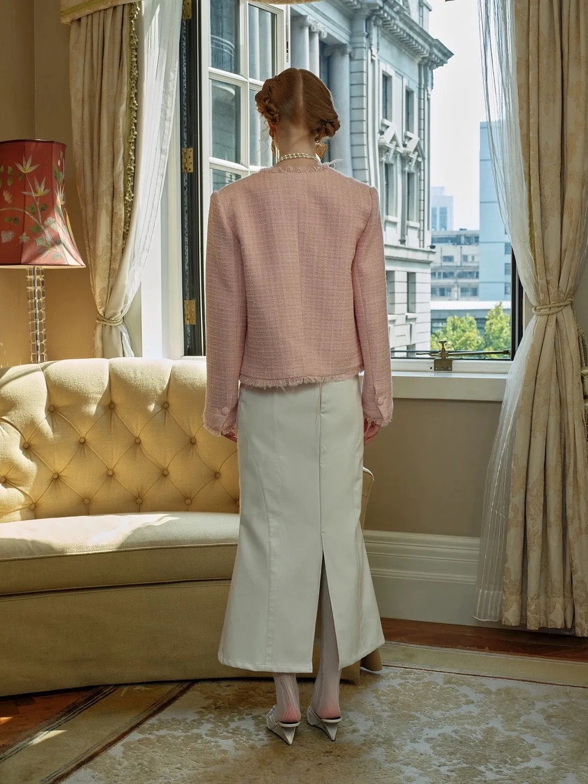 [Spoii Unosa] Embroidered Vintage White Court Skirt