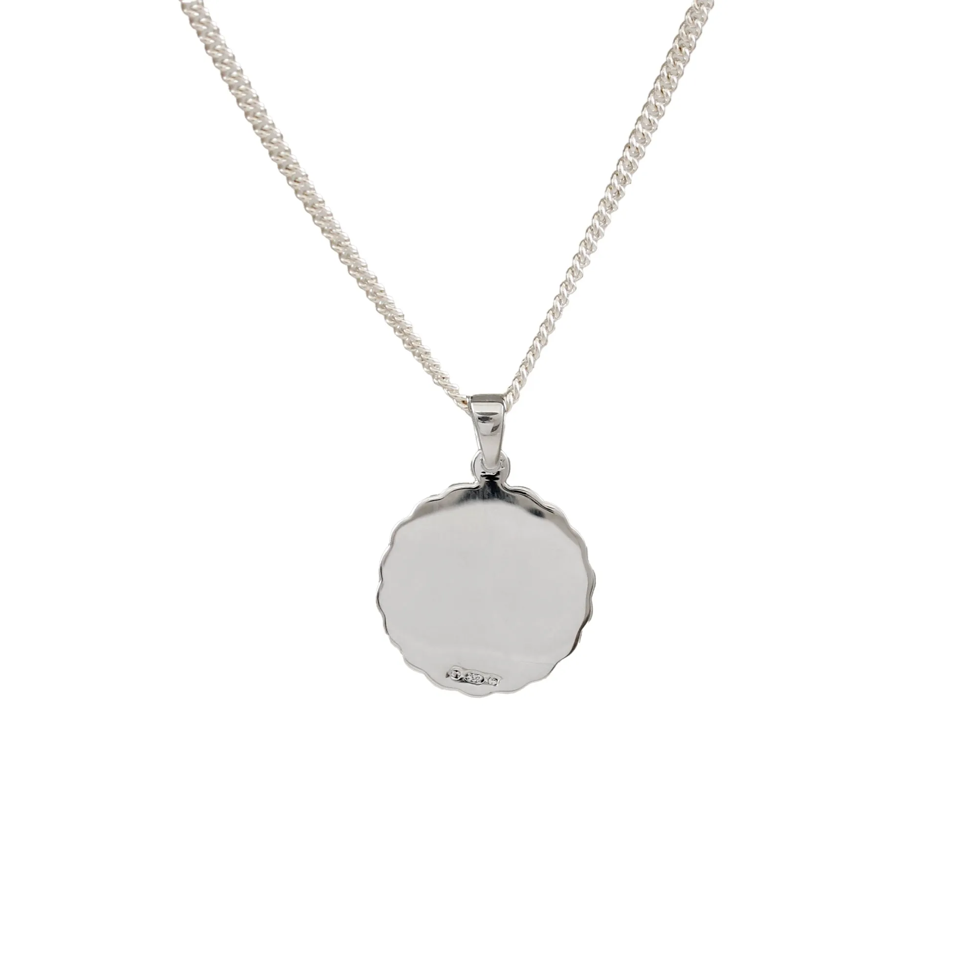 St. Christopher Ellipse Border Necklace (Cast Sterling Silver)