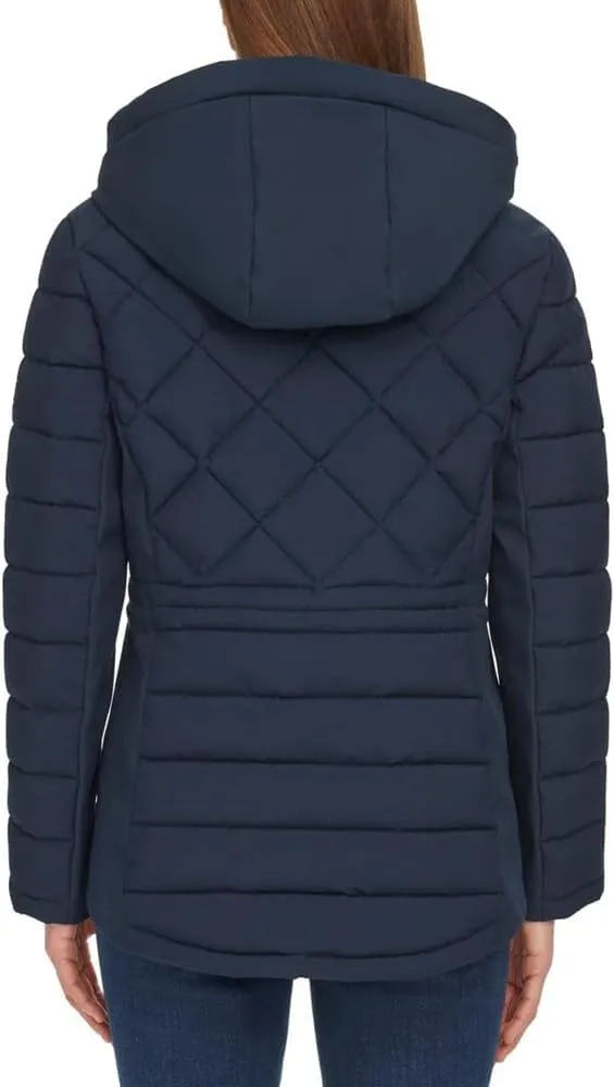 Tommy Hilfiger Women's Hooded Stretch Shell Quilted Jacket - Winter Coat for Women - Outwear with Pockets