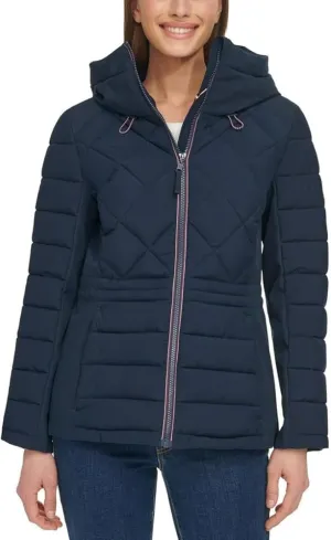 Tommy Hilfiger Women's Hooded Stretch Shell Quilted Jacket - Winter Coat for Women - Outwear with Pockets Tommy Hilfiger Women's Hooded Stretch Shell Quilted Jacket - Winter Coat for Women - Outwear with Pockets