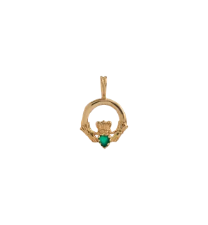 Vintage Emerald Claddagh Charm
