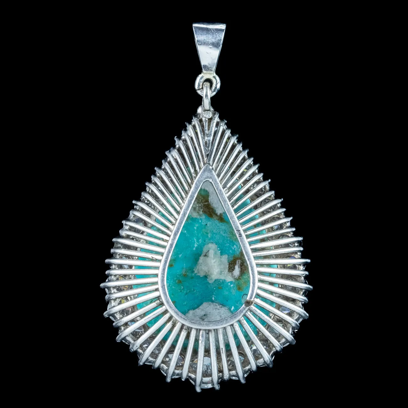 Vintage Turquoise Diamond Teardrop Pendant 25ct Turquoise