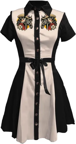 Vintage Western Flower Printed Shirt Dress Women Summer Button Down Casual Retro Style Evening Dresses for Women