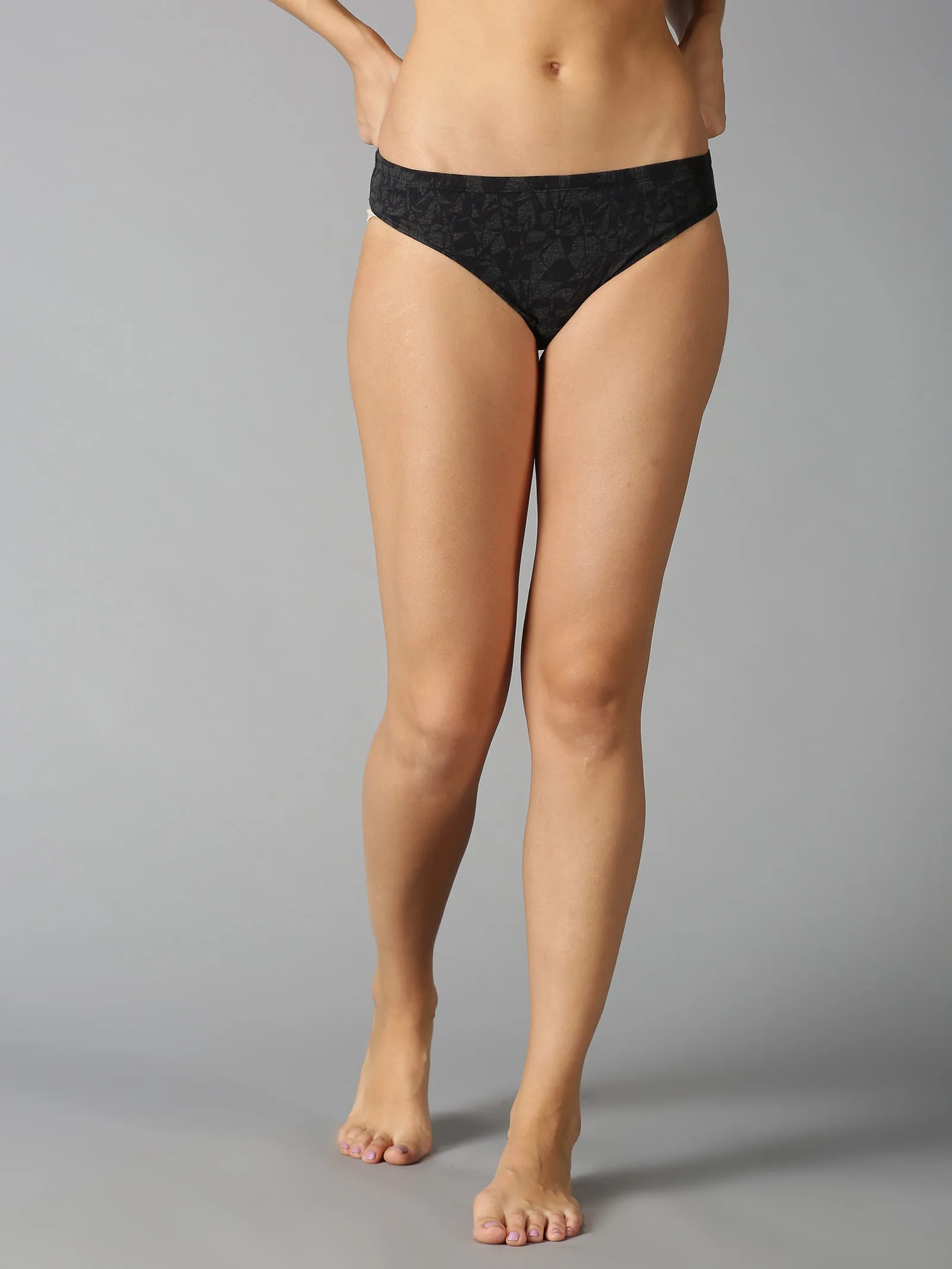Women Black Cotton Printed Panties