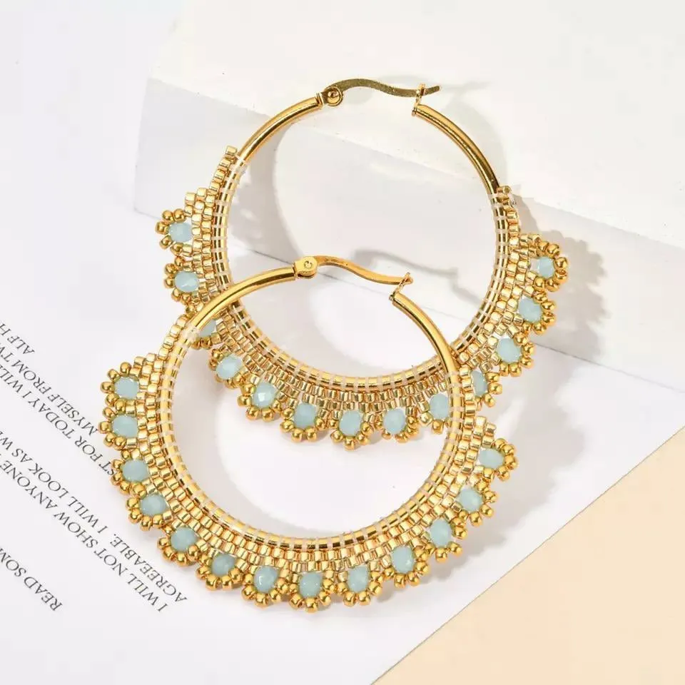Xia Boho Round Beaded Hoop Earring