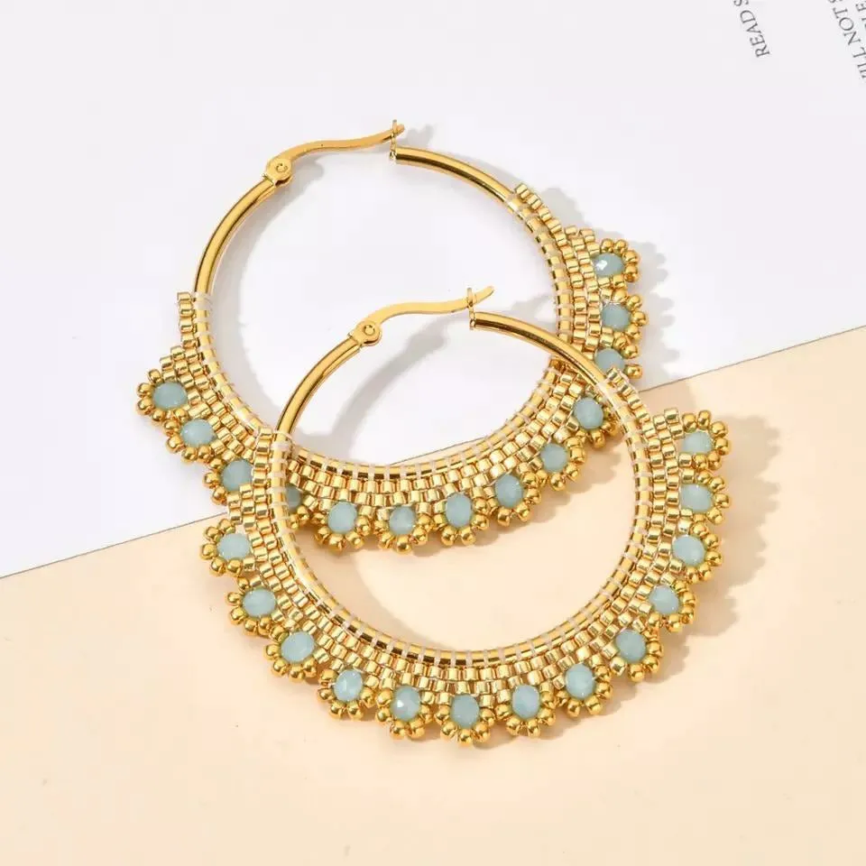 Xia Boho Round Beaded Hoop Earring
