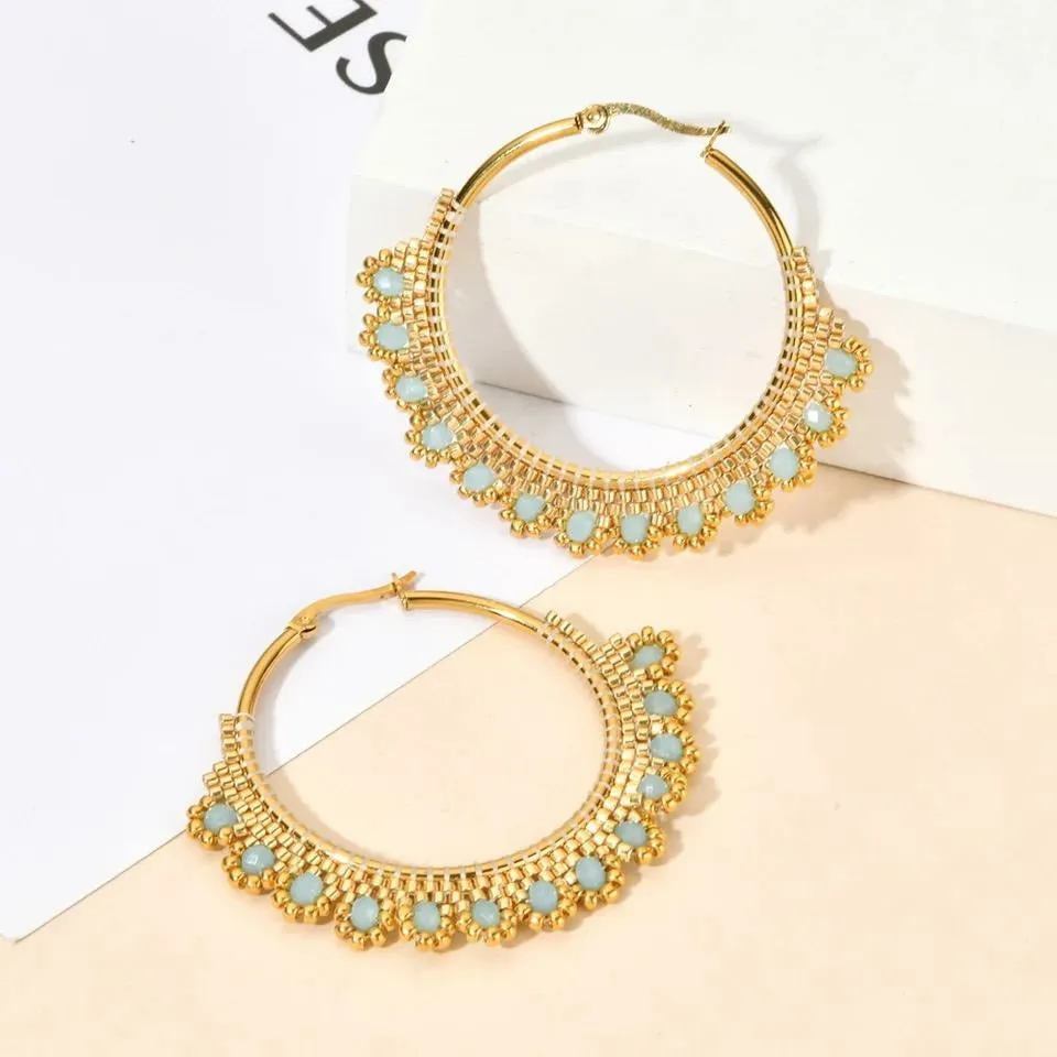 Xia Boho Round Beaded Hoop Earring