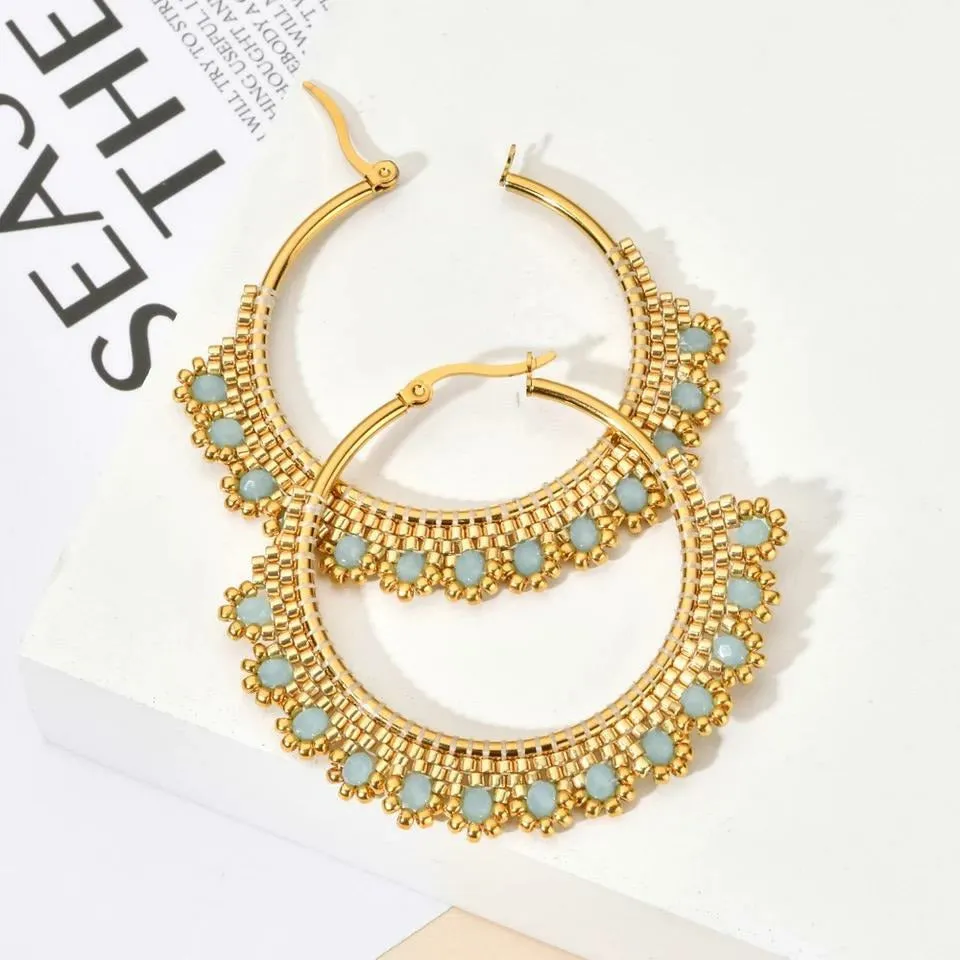 Xia Boho Round Beaded Hoop Earring